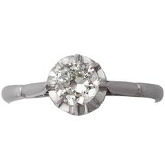0.42Ct Diamond and Platinum Solitaire Ring - Antique French Circa 1930 12