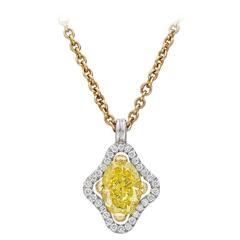 Betteridge Navette-Shaped Yellow and White Diamond Gold Platinum Pendant