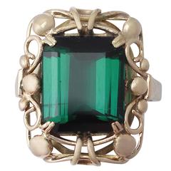 8.37Ct Tourmaline and 14k Yellow Gold Ring - Vintage Circa 1940 4