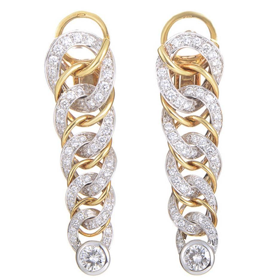 Pomellato Diamond Woven Multicolor Gold Earrings