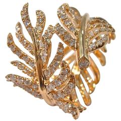 Jona Diamond Gold Wrap Around Feather Band Ring 12