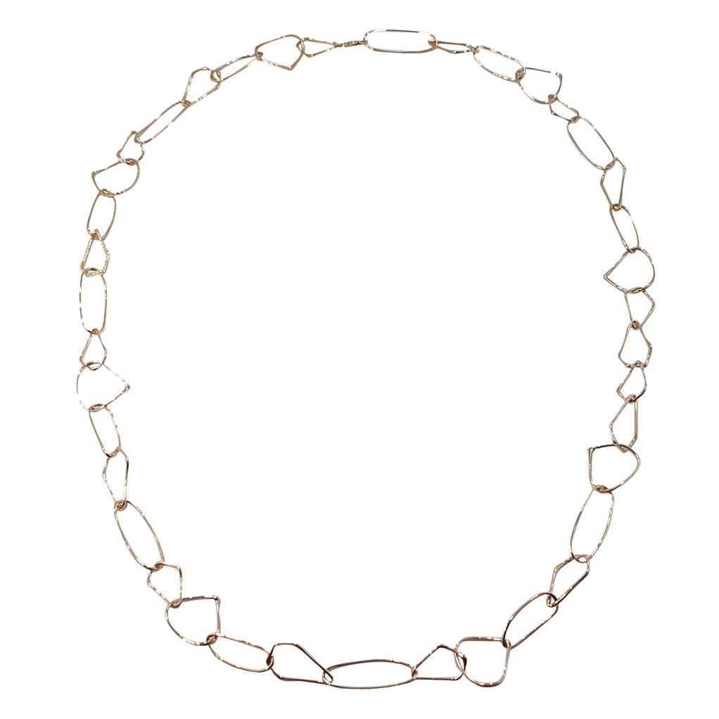 Alex Jona Free-Form 18 Karat Rose Gold Link Necklace with White Diamond Link