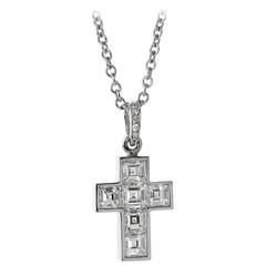 Cartier Diamond Platinum Cross Necklace