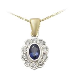 0.57 Ct Sapphire and 0.40 Ct Diamond, 18 k Yellow Gold Pendant - Vintage 9