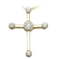 2.86 Ct Diamond and 18 k Yellow Gold Cross Pendant - Contemporary 2006 2
