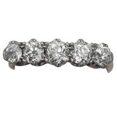 1.55Ct Diamond and 18k Yellow Gold Five Stone Ring - Antique Circa 1920 10