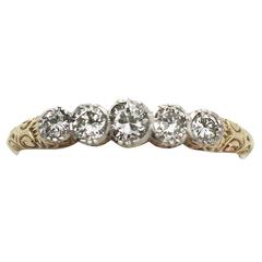 0.42Ct Diamond and 14k Yellow Gold, Five Stone Ring - Antique Circa 1920 11