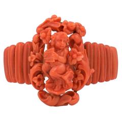 Vintage Victorian Coral Figural Cuff