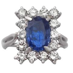 1980s 2.18 Carat Sapphire & 1.43 Carat Diamond White Gold Cocktail Ring 7