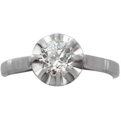 0.53Ct Diamond and Platinum Solitaire Ring - Antique French Circa 1920 1