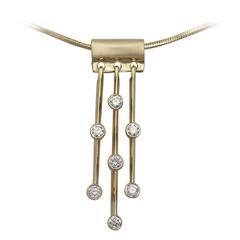 0.33 Ct Diamond and 18 k Yellow Gold Pendant - Vintage Circa 1980 4