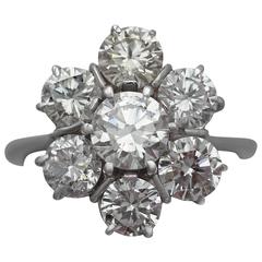 2.68Ct Diamond and 18k White Gold Cluster Ring - Vintage Circa 1950 2