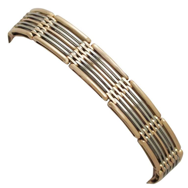 15k White Gold And Rose Gate Link Bracelet Antique Circa 15k White Gold And Rose Gate Link Bracelet Antique Circa 1910 For