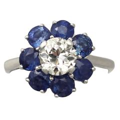 1930s 1.61 Carat Sapphire and 0.93 Carat Diamond Gold Engagement Ring