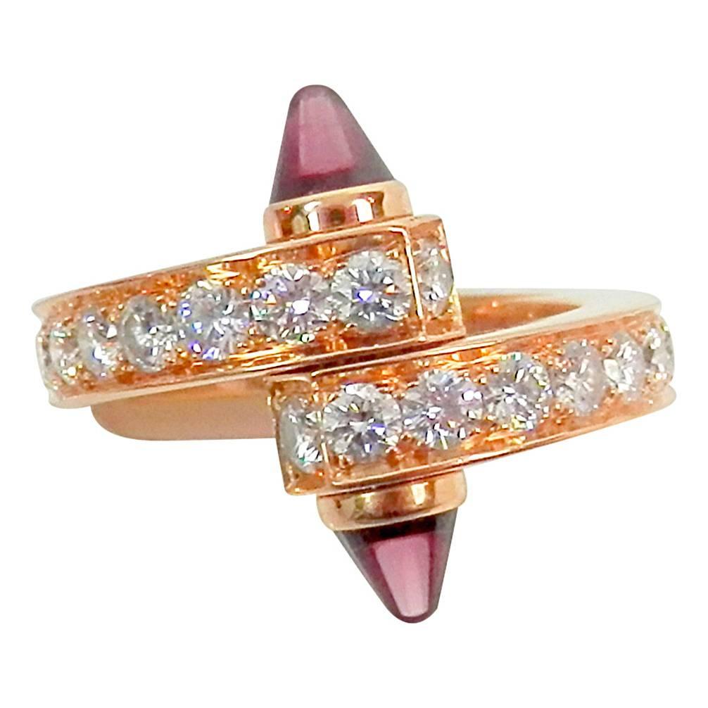 Cartier Garnet Diamond Gold Bypass Ring