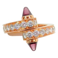 Cartier Garnet Diamond Gold Bypass Ring