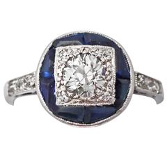 Antique Sapphire & Diamond White Gold Ring 2