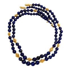 Two Strands Lapis Bead Necklaces