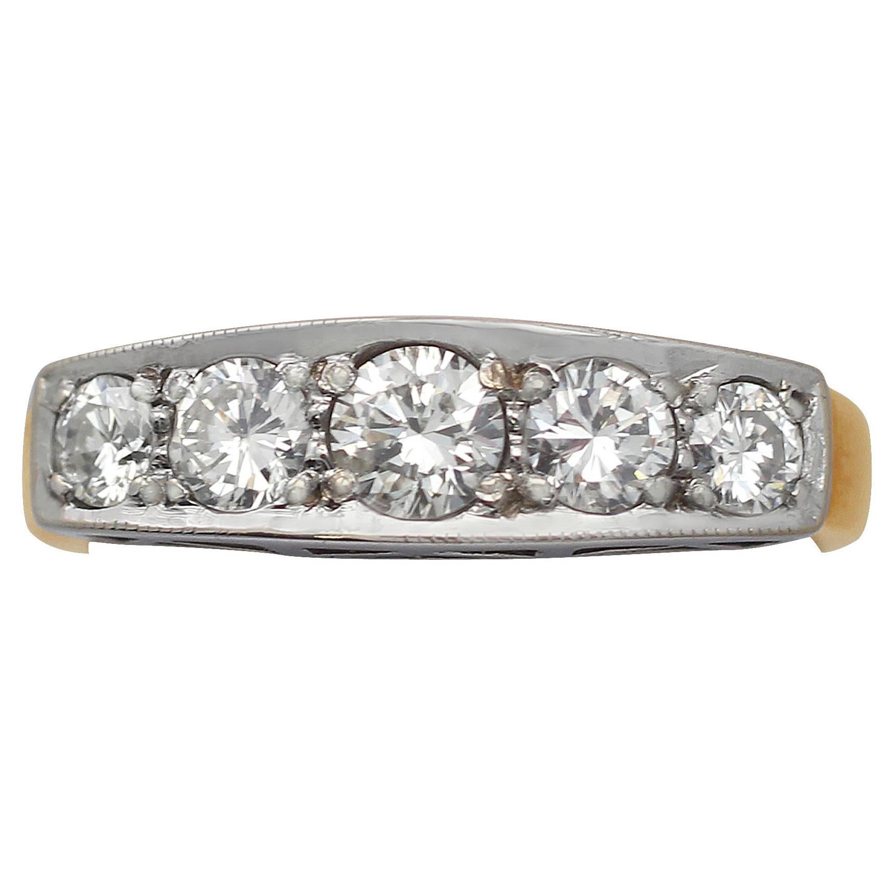 0.80Ct Diamond & 18k Yellow Gold Half Eternity Ring - Vintage Circa 1970