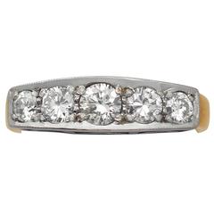 0.80Ct Diamond & 18k Yellow Gold Half Eternity Ring - Vintage Circa 1970