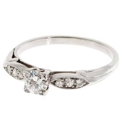 Late Art Deco Diamond Transitional Cut Platinum Engagement Ring 9