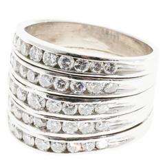 Vintage 5 Row Channel Set Diamond Platinum Ring