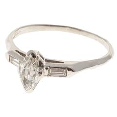 Marquise Diamond Platinum Three-Stone Engagement Ring 6