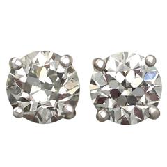 4.86Ct Diamond & 18k White Gold Stud Earrings, Antique Circa 1900 & Contemporary 4