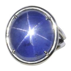 Natural 27.38 Carat GIA Cert Star Sapphire Red Spinel Platinum Ring 5