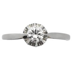 0.37Ct Diamond and 18k White Gold Solitaire Ring - Vintage Circa 1960 1