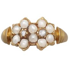Pearl and 0.05Ct Diamond, 18k Yellow Gold Dress Ring - Antique 1871 3