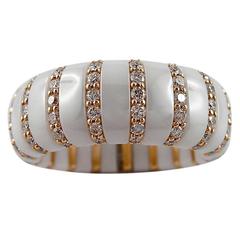 Jona High-Tech White Ceramic Diamond Rose Gold Flexible Ring 9