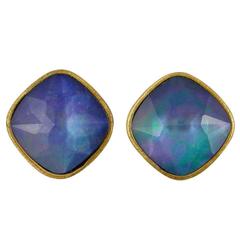 Jona Lapis Lazuli Mother of Pearl Quartz Gold Earrings