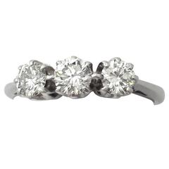 1.10Ct Diamond and 18k White Gold Trilogy Ring - Contemporary Circa 2000 12