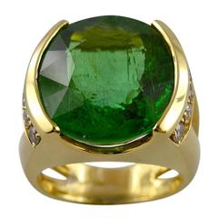 Jona Green Tourmaline Diamond Gold Ring 4