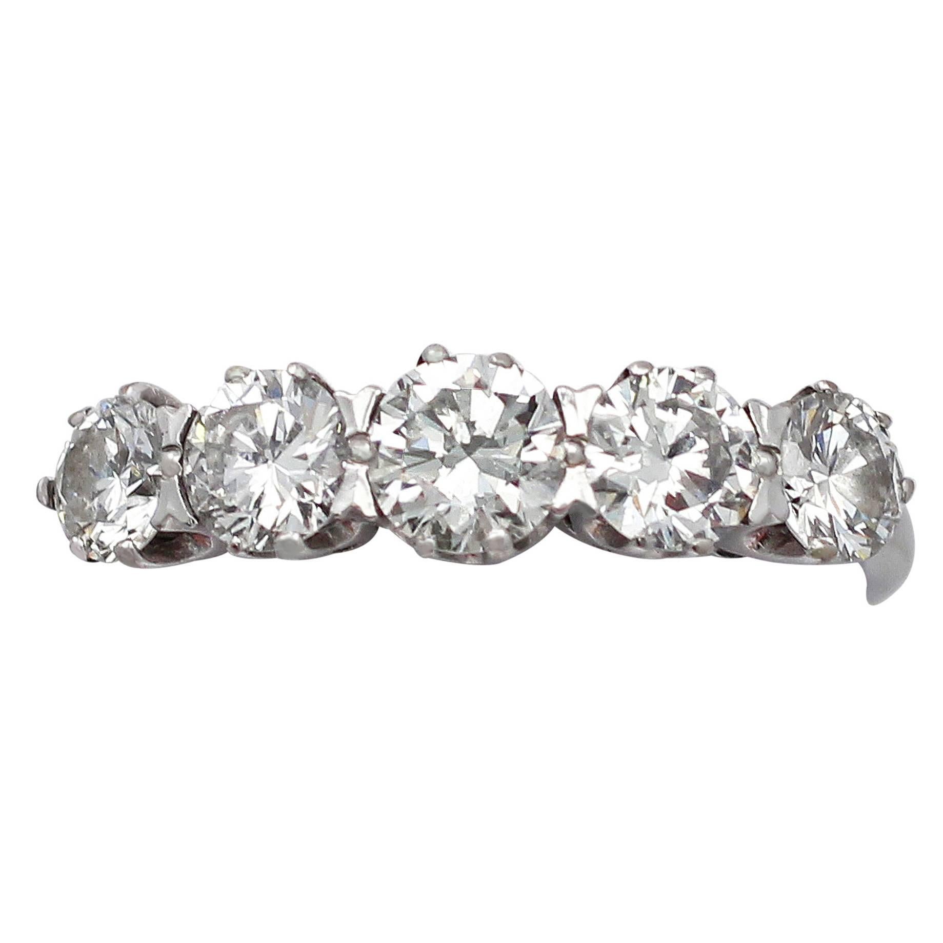 1.72Ct Diamond and 18k White Gold Five Stone Ring - Contemporary Circa 2000