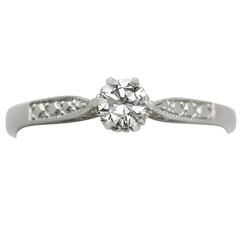 0.23 Ct Diamond Platinum Solitaire Ring - Circa 1960 and Contemporary 8