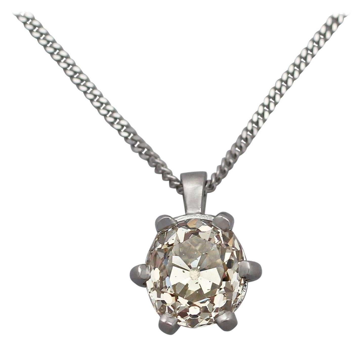 1.63Ct Diamond & Platinum Solitaire Pendant - Antique Circa 1890 & Contemporary