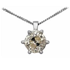 1.55Ct Diamond & Platinum Solitaire Pendant - Antique Circa 1890 & Contemporary 12