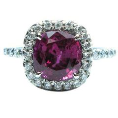 2.22 Carat Ruby Diamond Pave Platinum Frame Ring 5
