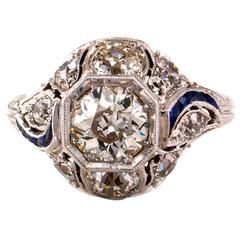 1920s Art Deco 1.00 Carat Diamond Platinum Ring
