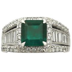 1.93Ct Emerald and 0.92Ct Diamond, Platinum Dress Ring – Contemporary Circa 2000 2
