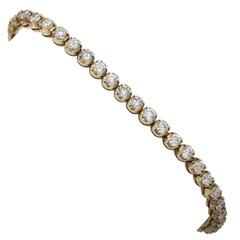 6.36Ct Diamond and 18k Yellow Gold Tennis Bracelet - Contemporary 2004 12