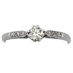 0.22Ct Diamond & 18k White Gold Solitaire Ring - Vintage Circa 1970 9