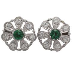 0.80 ct Tourmaline and 0.80 ct Diamond, 14k White Gold Earrings 2