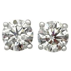 1.70 ct Diamond and 18 ct White Gold Stud Earrings