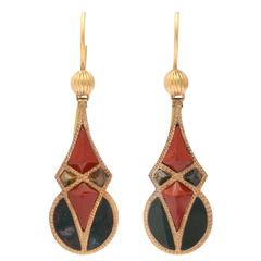Tradition! Geometric Scottish Agate Earrings c. 1860-1880 10