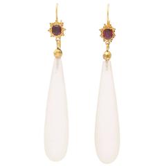 Par Elegance Garnet and Chalcedony Chandelier Earrings 11