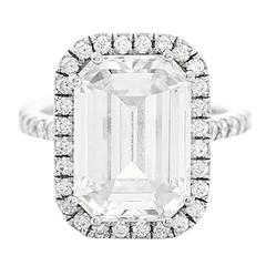 Amazing 7.45 ct. Emerald Cut GIA Diamond White Gold Wedding Ring 7
