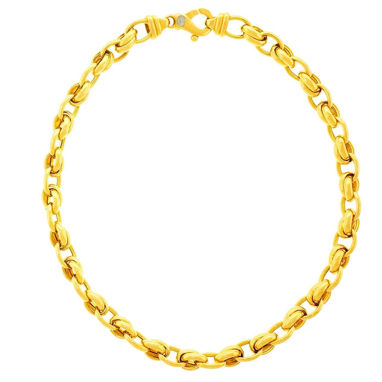 1980s Gay Freres Gold link Necklace